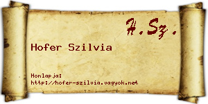Hofer Szilvia névjegykártya